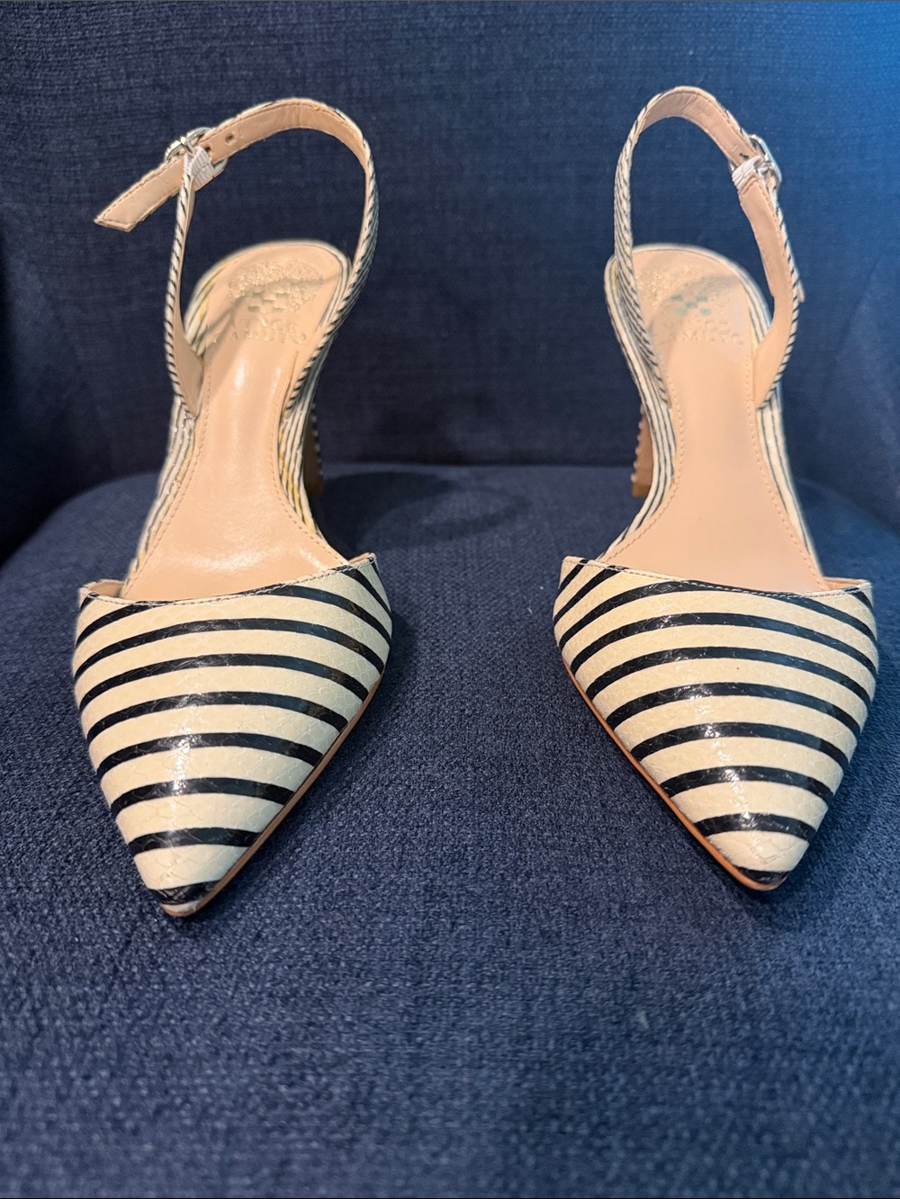 Vince Camuto Barlowe striped leather slingback heels size 7.5